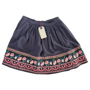 LOUISE MISHA YUNI STORM SKIRT EMBROIDERED DARK GREY/PINK 100% COTTON WITH POCKET